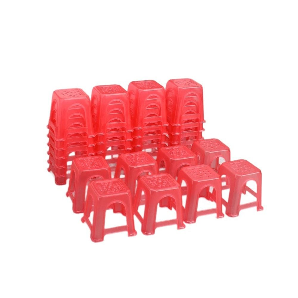 Móveis de casa de bonecas em miniatura, 20 unidades de bancos vermelhos para escala 1/12
