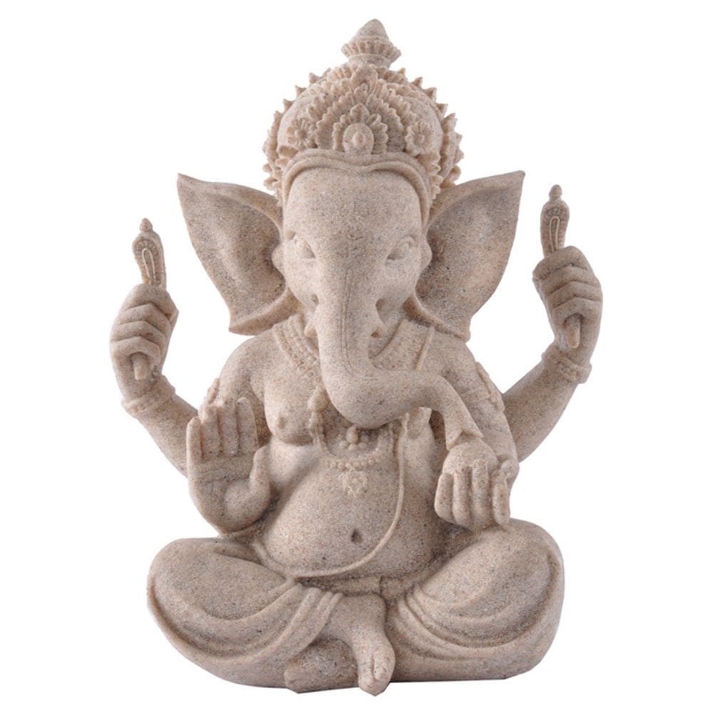 Estátua de Ganesha, resina de arenito, 7,5x6x9,5cm, Deus hindu