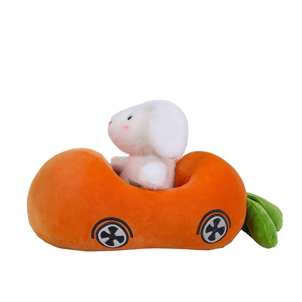 Boneca de desenho animado de pelúcia Carrot Bunny Stuffed 40 cm com carro