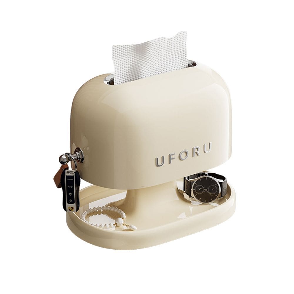 Tampa de caixa de lenços vintage de camada dupla com bandeja de armazenamento