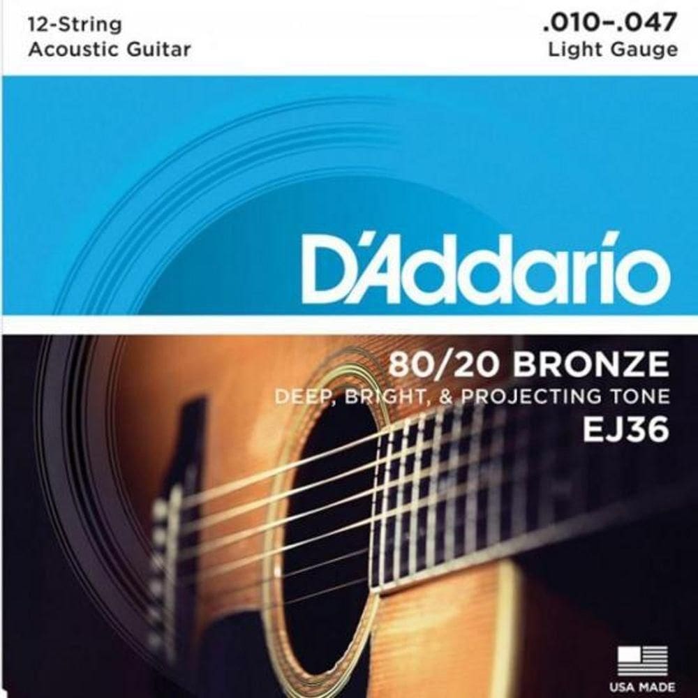 Encordoamento Violão Aço 12 Cordas .010-.047 80/20 Bronze Ej36 D Addario [f002]