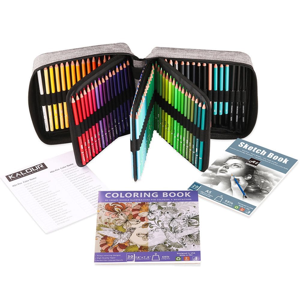 Conjunto de lápis coloridos Premium, 88 unidades com caderno de desenho e tabela de cores