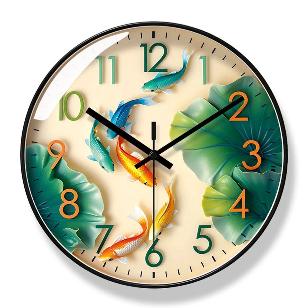 Relógio de parede Koi Fish Design 30x30cm Silent Non-Ticking
