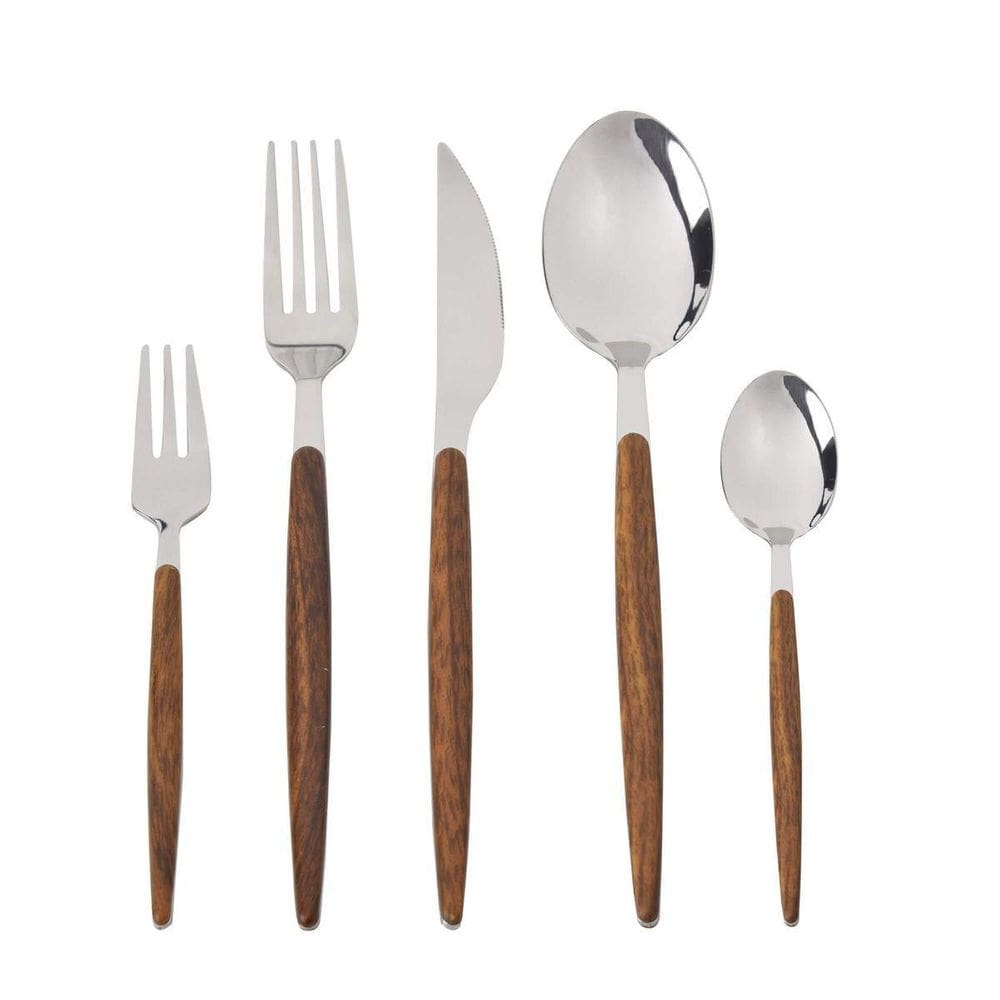 Faqueiro 30 Peças Em Inox Wooden Kenya