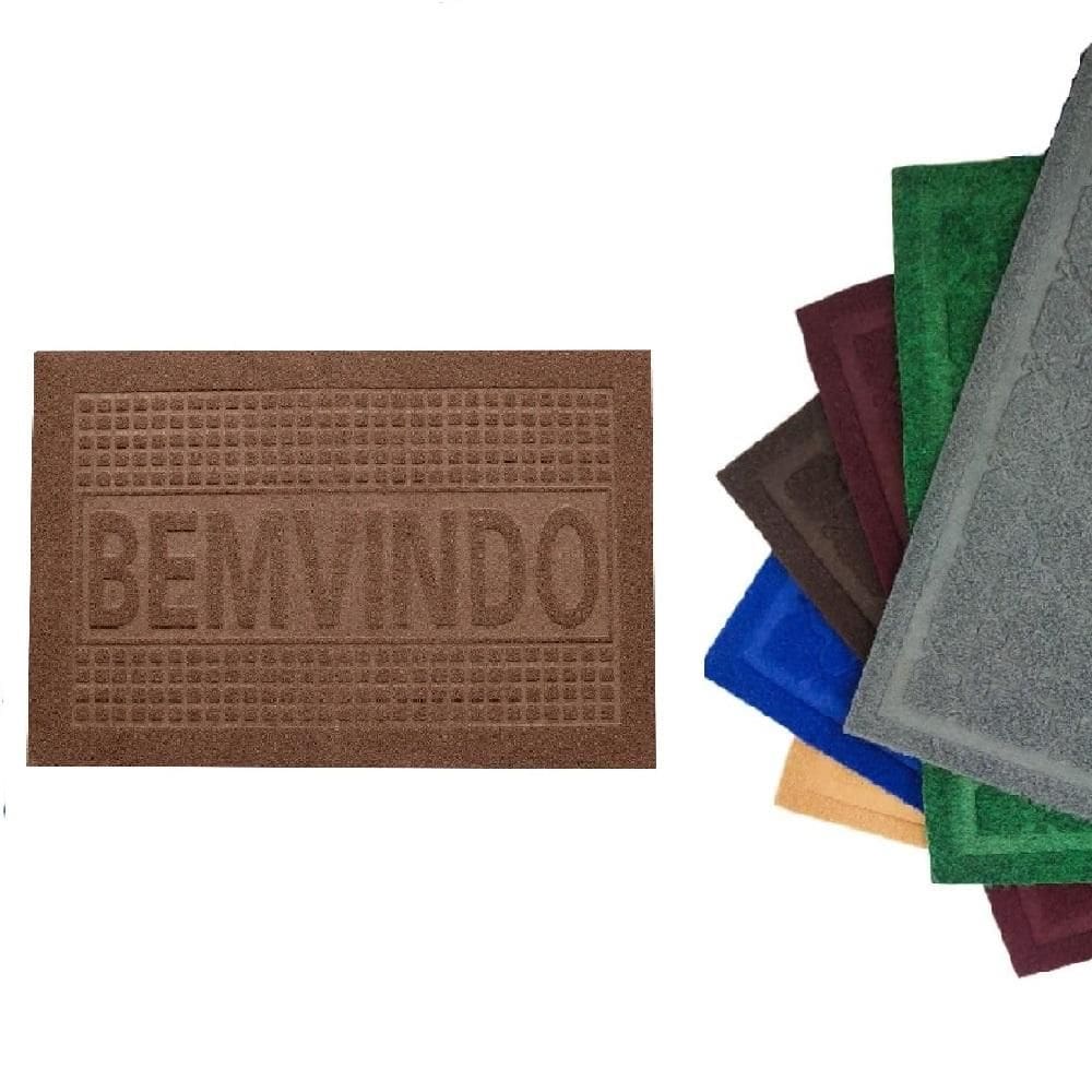 Tapete Capacho De Porta Bem Vindo Antiderrapante Entrada Casa Apartamento Loja Recepcao Aveludado 40X60 Emborrachado