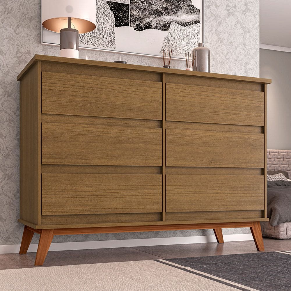 Cômoda para Quarto Organizadora Londres com 6 Gavetas - Canela