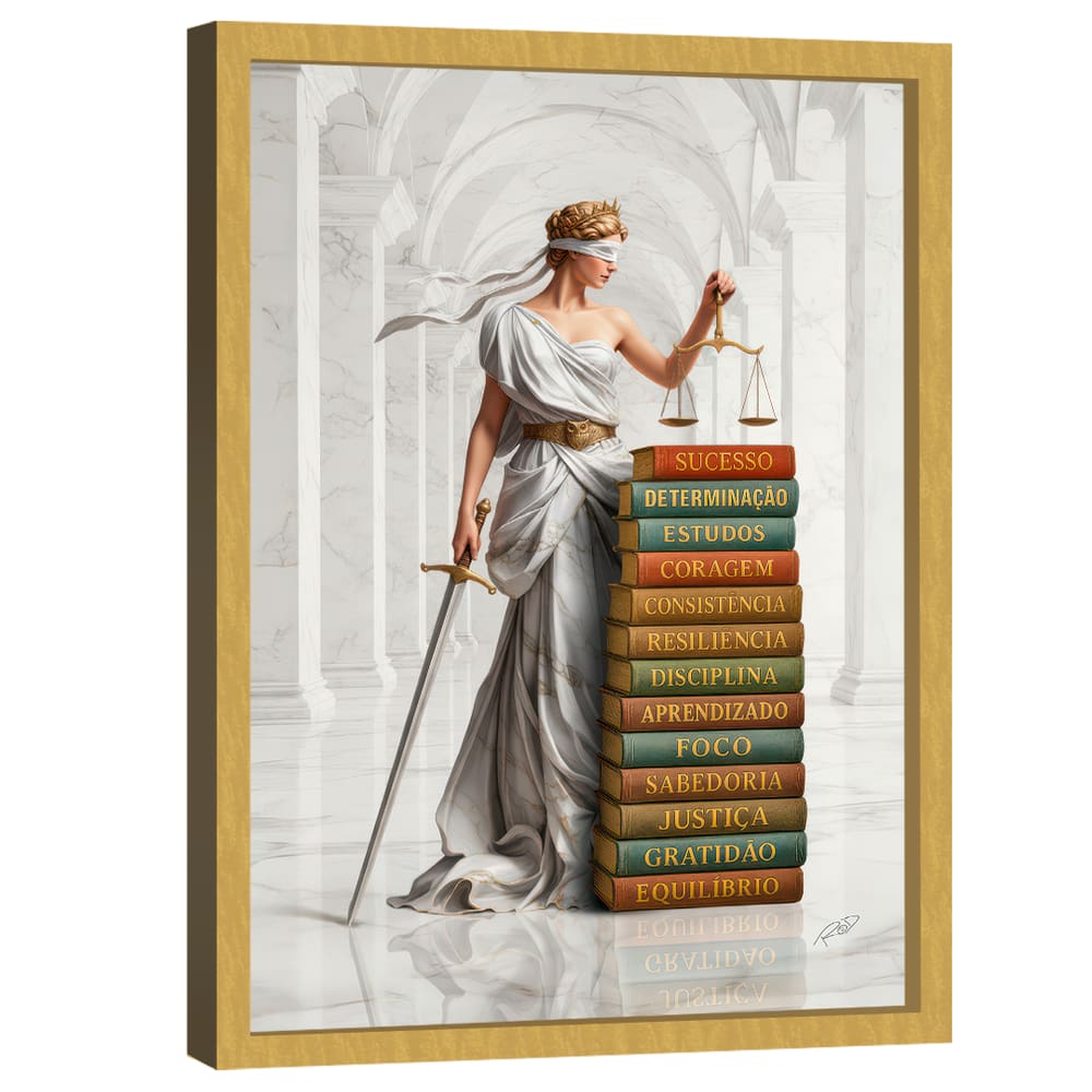 Quadro Decorativo Deusa da Justiça Livros