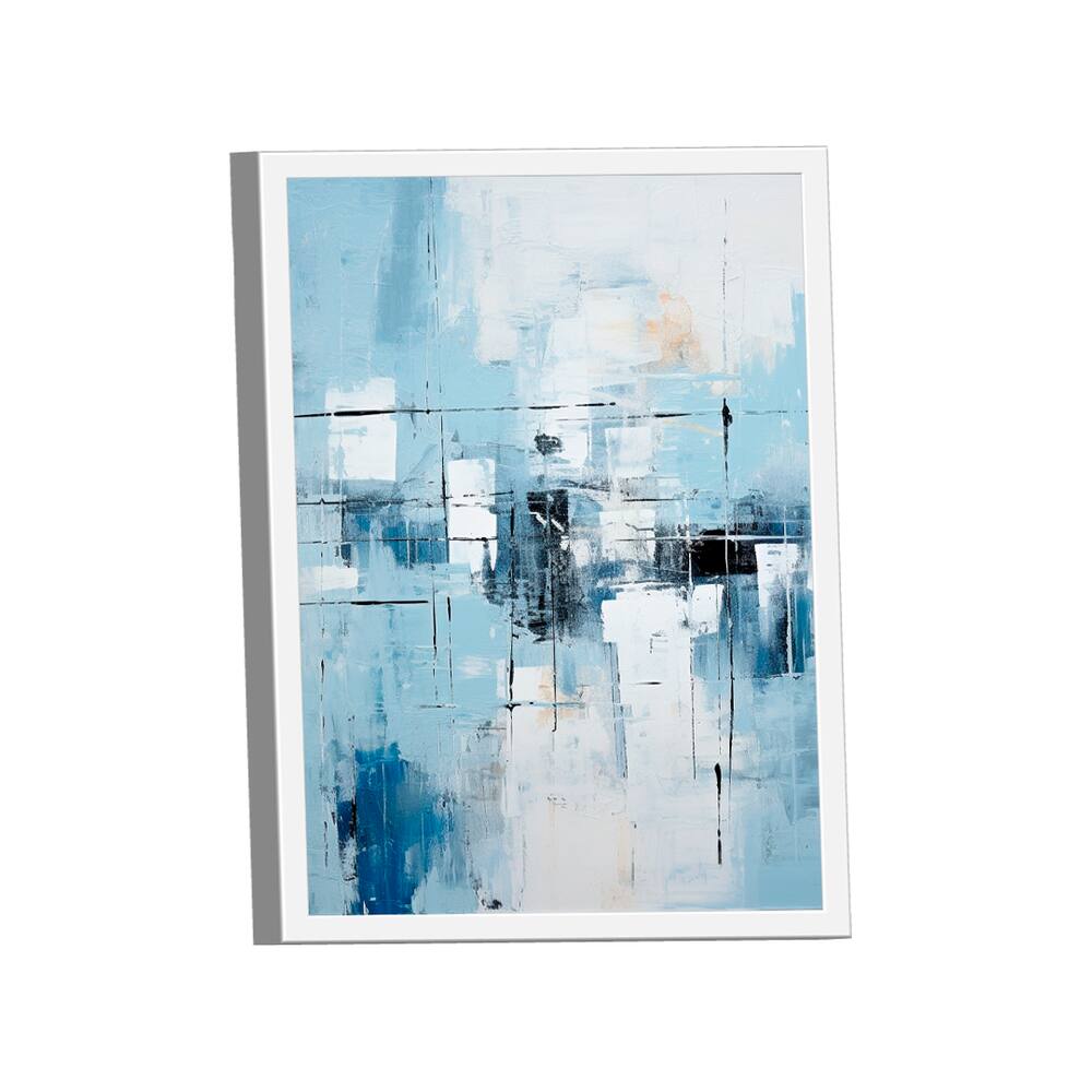 Quadro Decorativo Abstrato Tons Azul Cinza