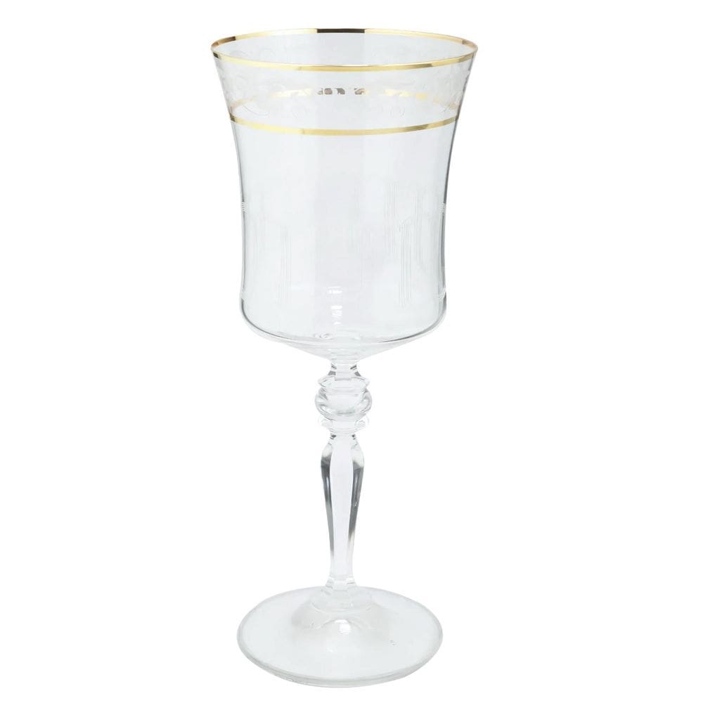 Taça Para Vinho Água 300Ml Grace Cristal Friso Platino Luxo