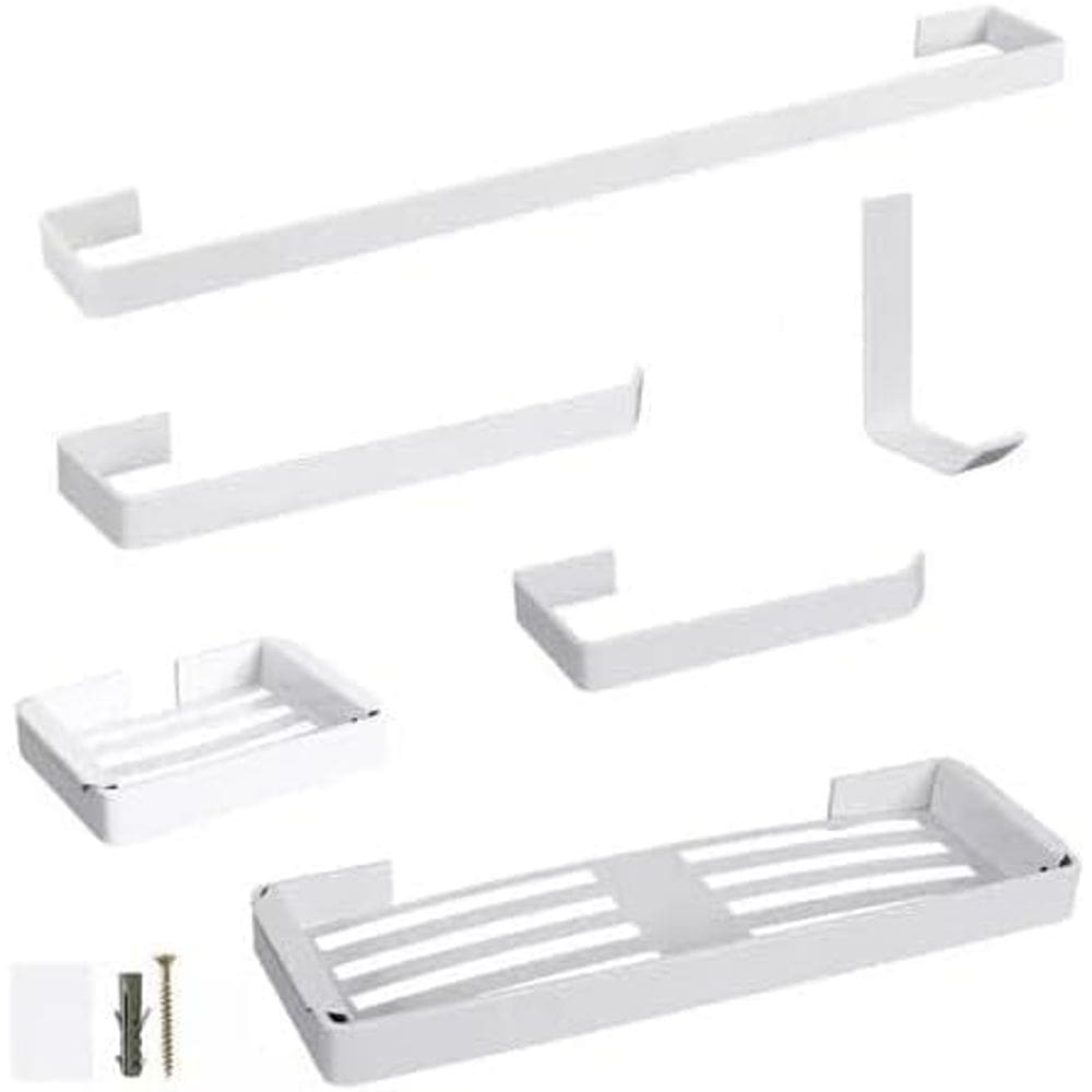 Kit Banheiro Organizador em Aço - Prático, Durável e Elegante - Branco