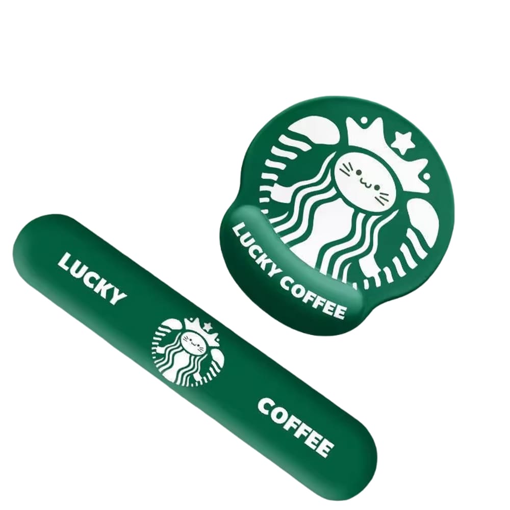 Conjunto de descanso de pulso para mouse e teclado Ergonomic Green Cat