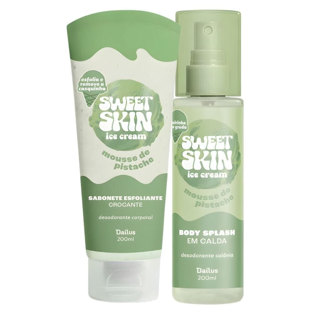 Kit Dailus Sweet Skin Ice Cream Mousse De Pistache: Sabonete Esfoliante e Body Splash 200ml
