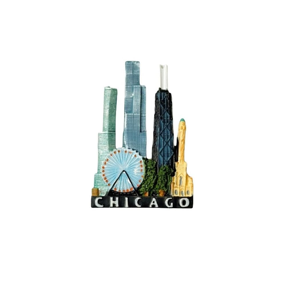 Ímã de geladeira Chicago Landmark 3D Resin 5.3x8cm 50g