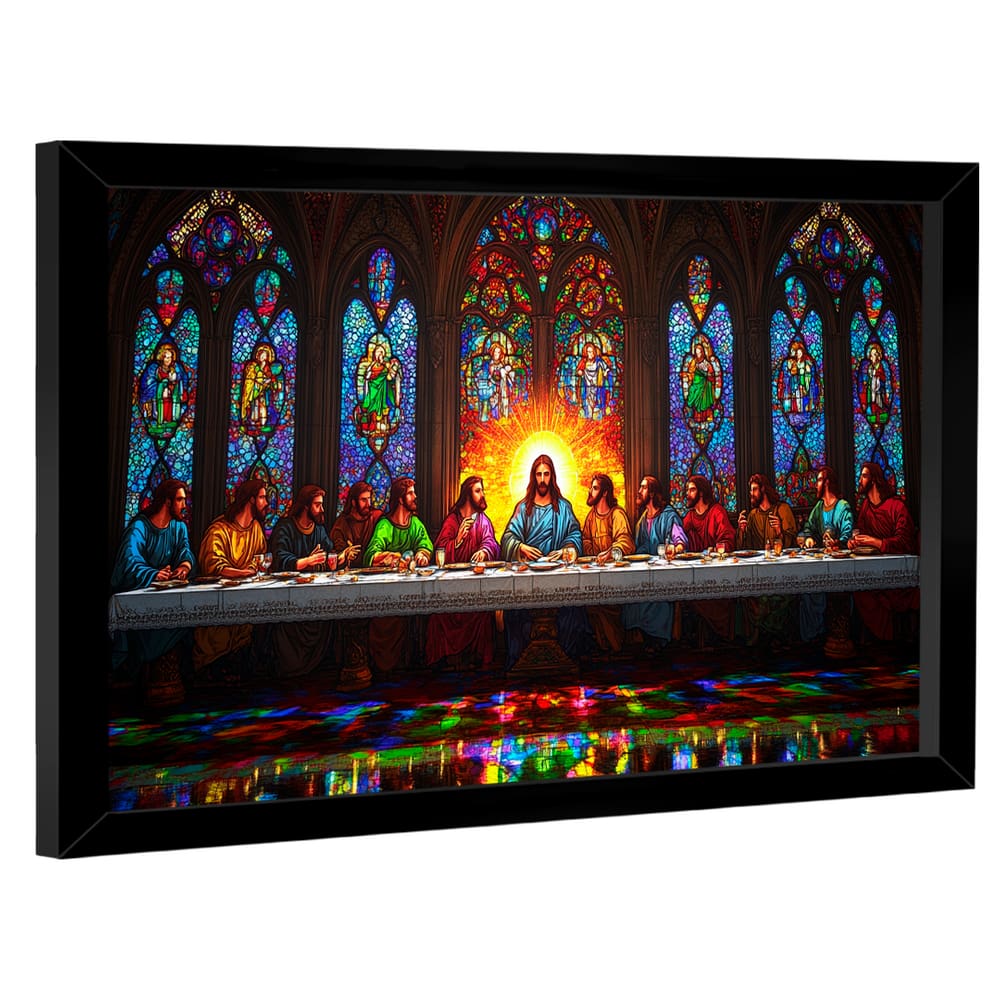 Quadro Decorativo Santa Ceia Estilo Vitral