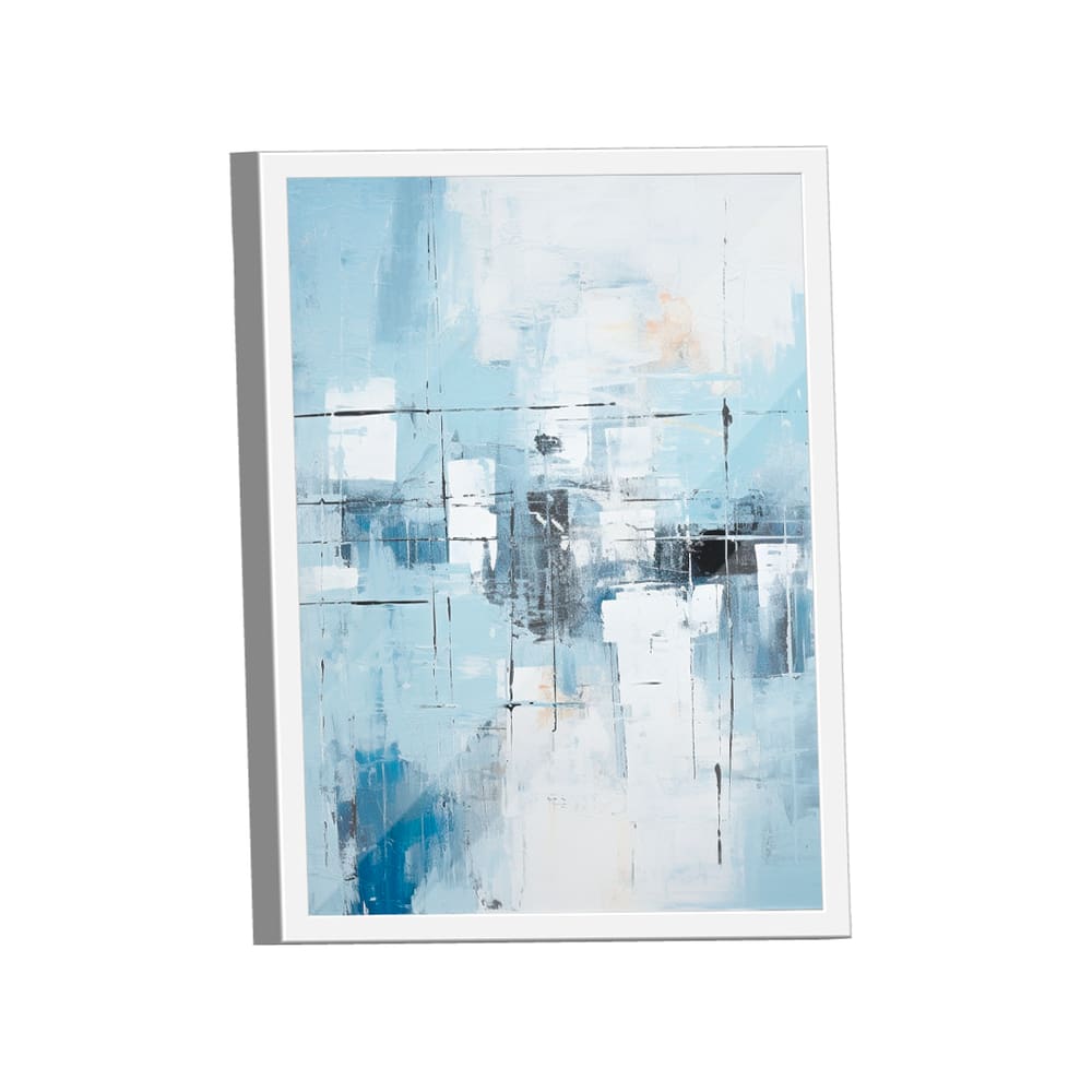 Quadro Decorativo Abstrato Tons Azul Cinza