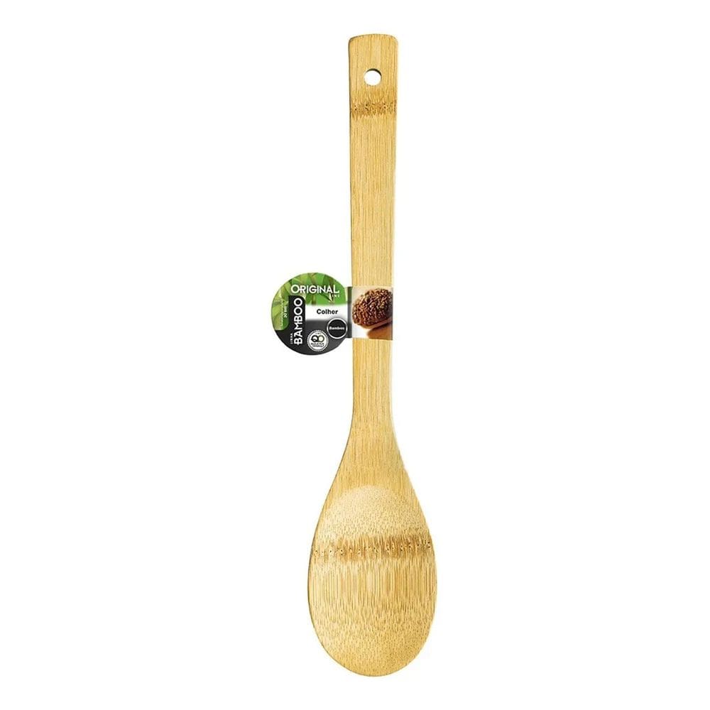 6 Colher Bambu Cozinhar E Servi 30 Cm Ecologica