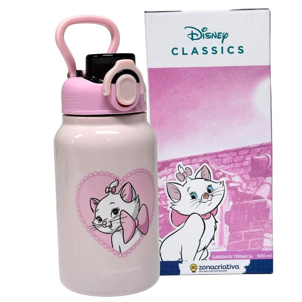 Garrafa Térmica Inox Click 500Ml Gatinha Marie Zona Criativa