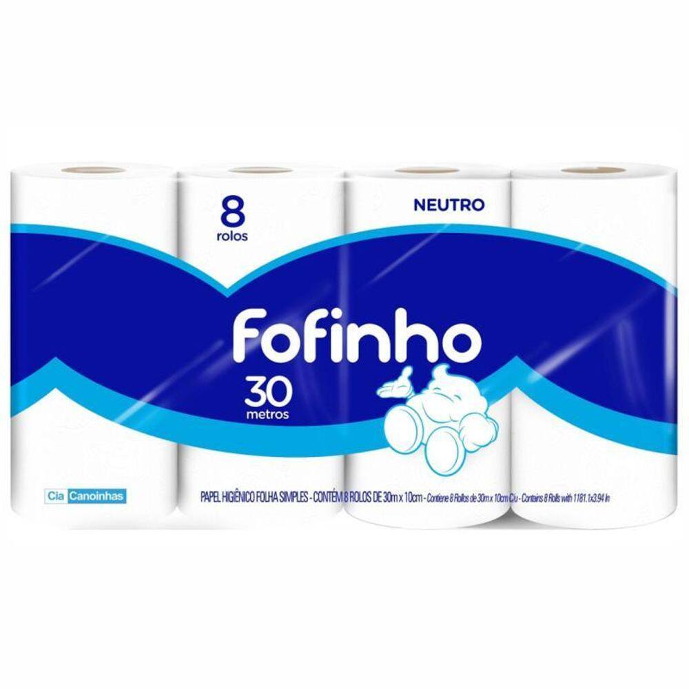 Papel Higiênico Fofinho Neutro 30Mts Com 8 Rolos