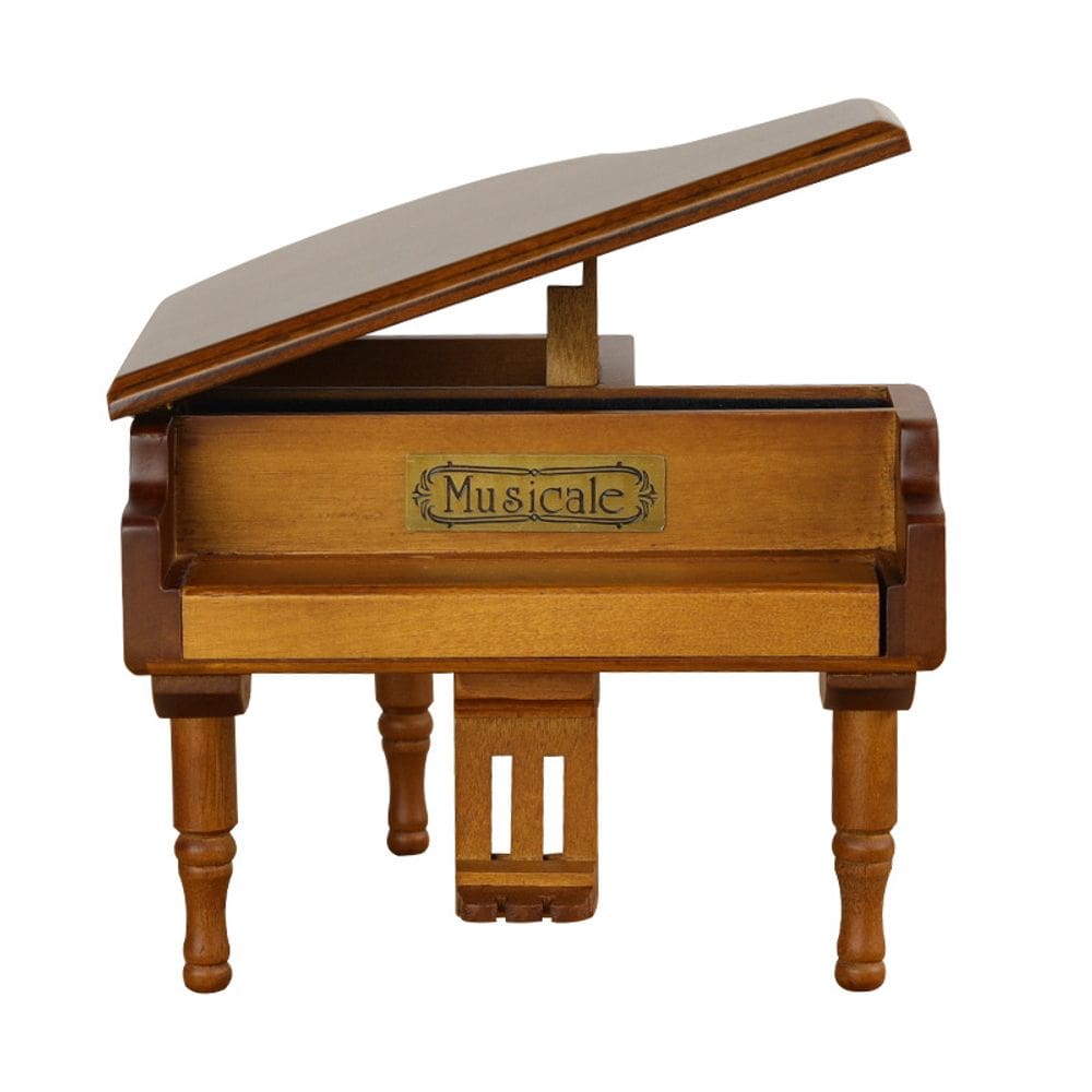 Caixa de música Piano de madeira em miniatura Grand S-piriteds Aways