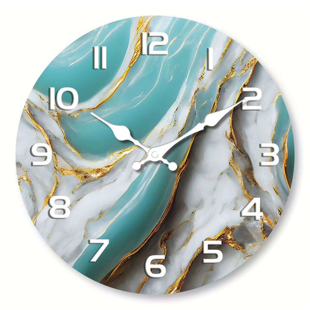Relógio de parede Creative 12 quartzo sem tique-taque em mármore elegante