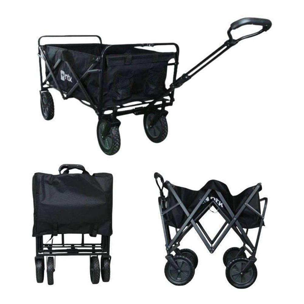 Carrinho Preto Dobrável Multiuso Compras E Cargas 80 Kilos