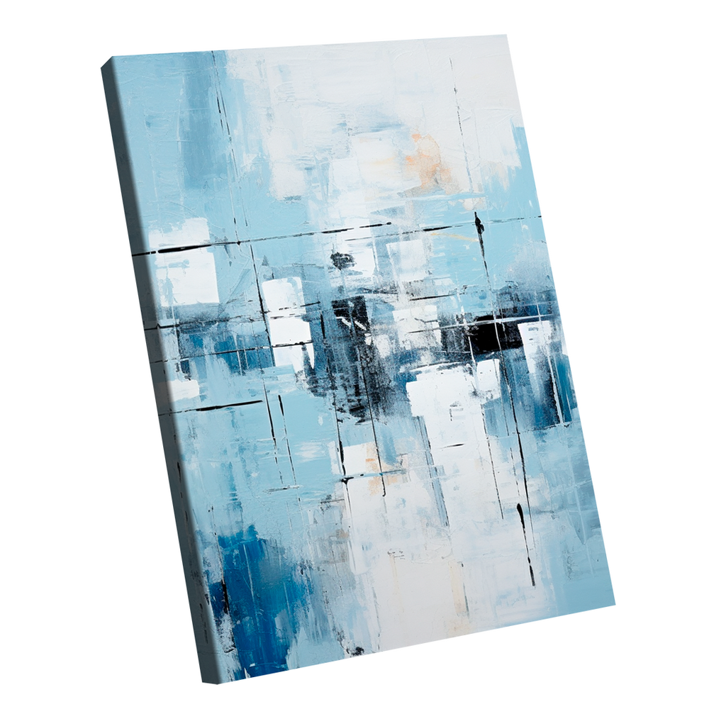Quadro Decorativo Abstrato Tons Azul Cinza