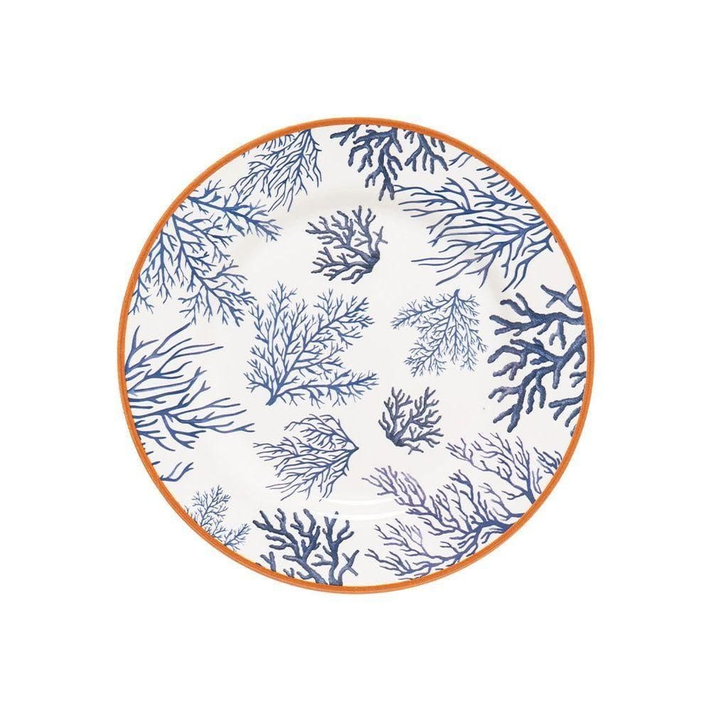 Prato De Sobremesa Copa E Cia Aquarelle Em Cerâmica Náutico Coral