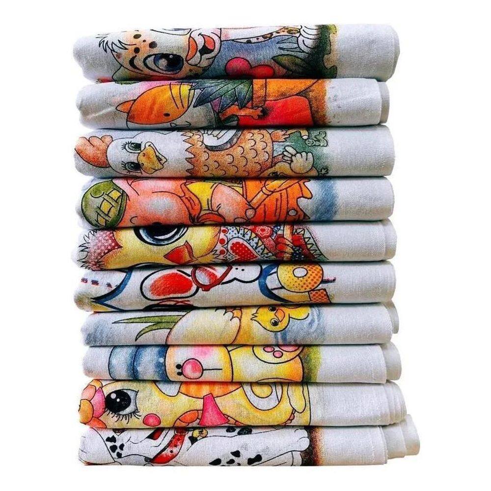 Pano De Prato Estampado Bainha Kit Com 10 Peças Pano A Pano