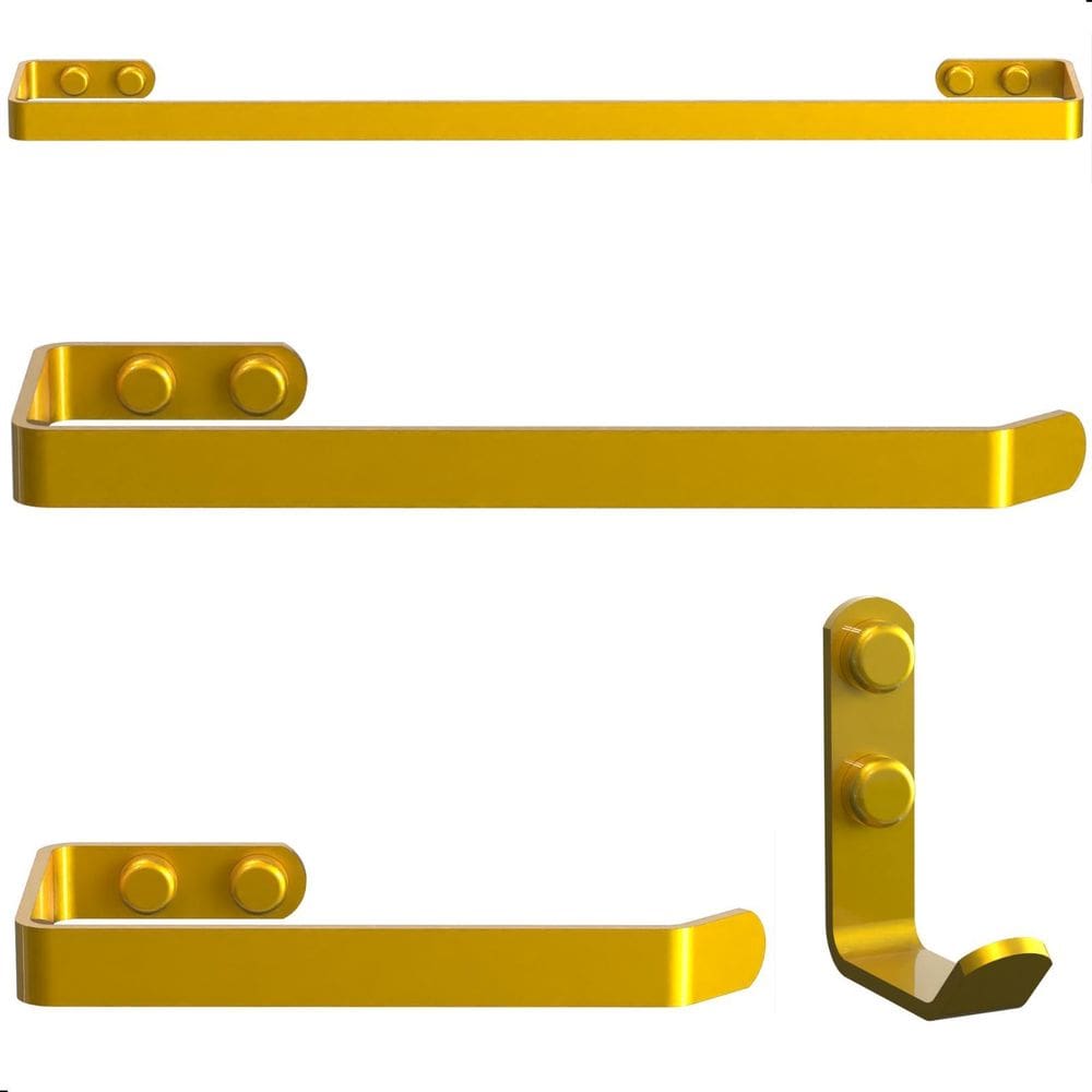 Kit Acessórios Para Banheiro Dourado 4 Peças Plus