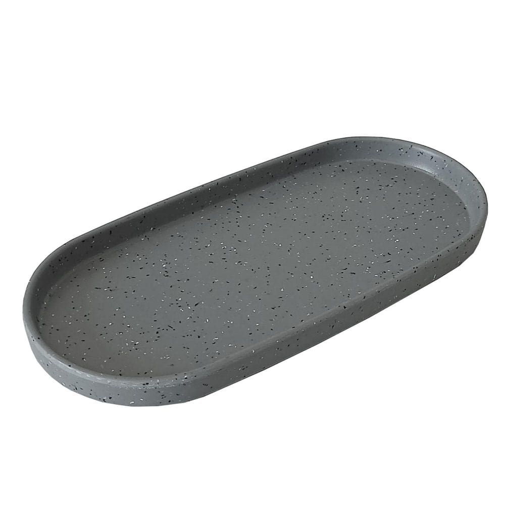 Bandeja Prato Oval 24 X 12Cm Melamina Multiuso Cinza