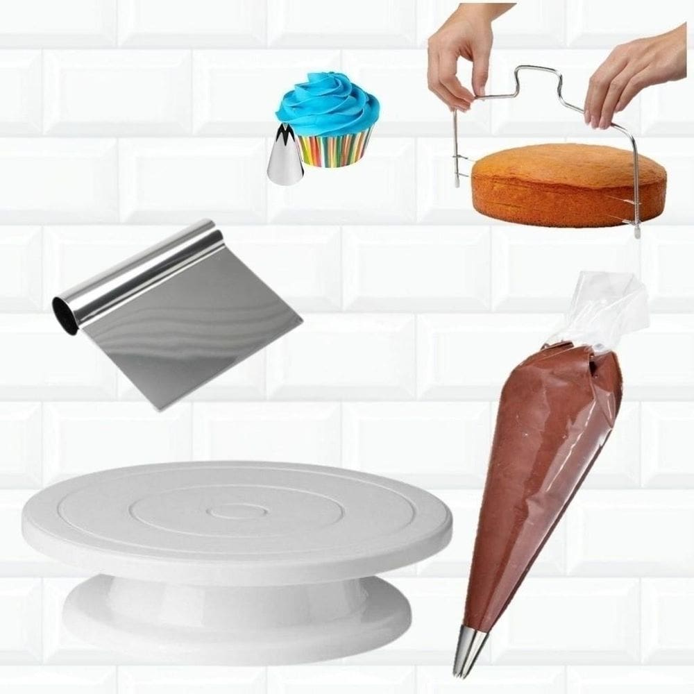 Kit Bailarina Giratoria + Espatula Tubular Nivelador De Bolo