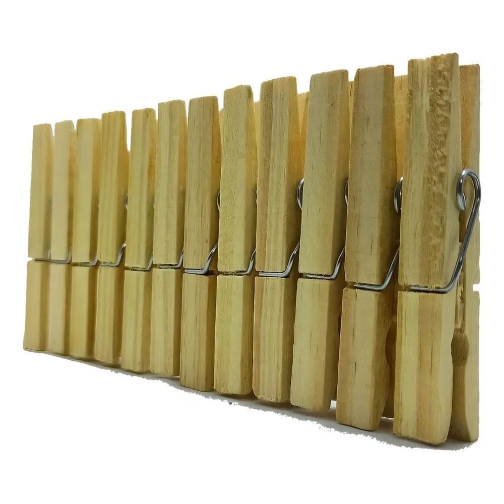 2X Prendedor De Roupa Madeira 5 Duzias