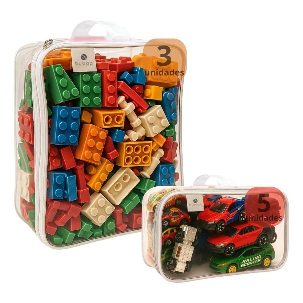2X Kit 8 Organizador Brinquedos 5 Pp + 3 P Com Zíper - Bubag