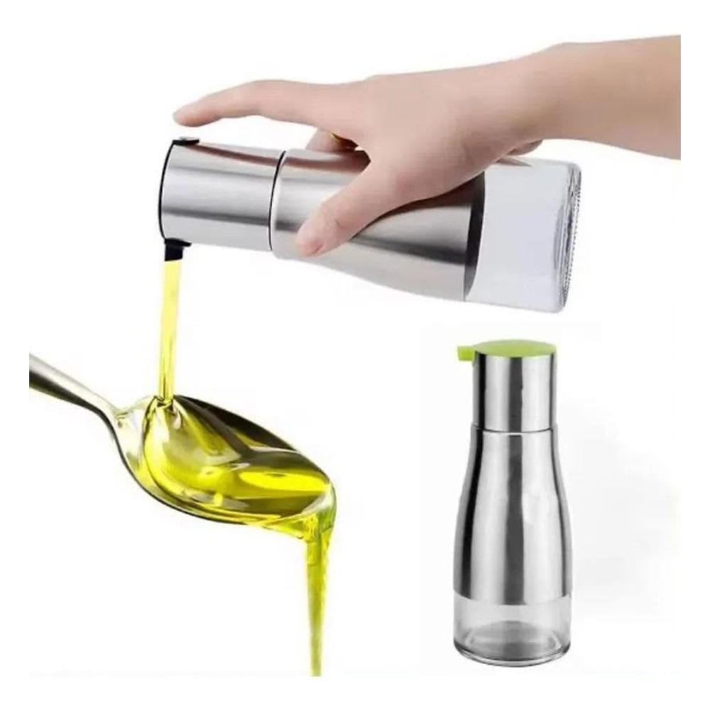 Porta Azeite E Óleo Galheteiro Sleek De Vidro E Inox 320Ml