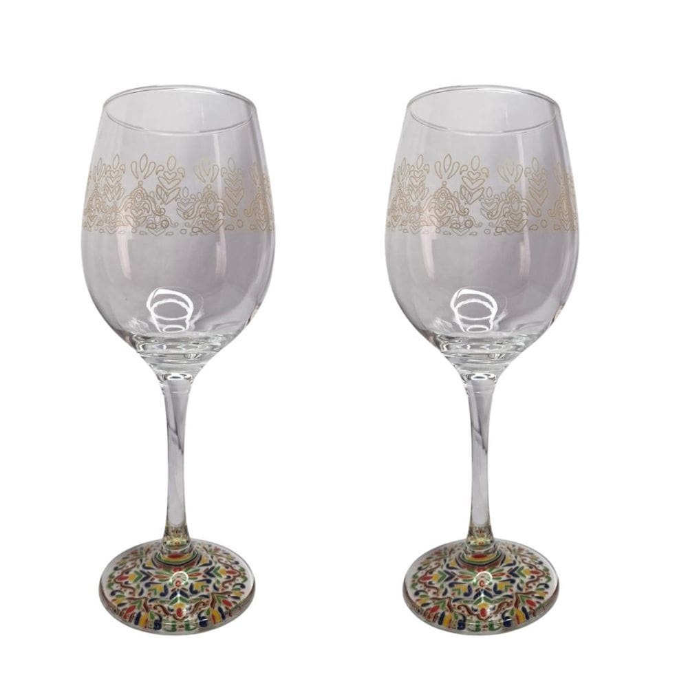 Kit 2 Taças De Vidro Grande 490Ml Vinho Água Mosaico