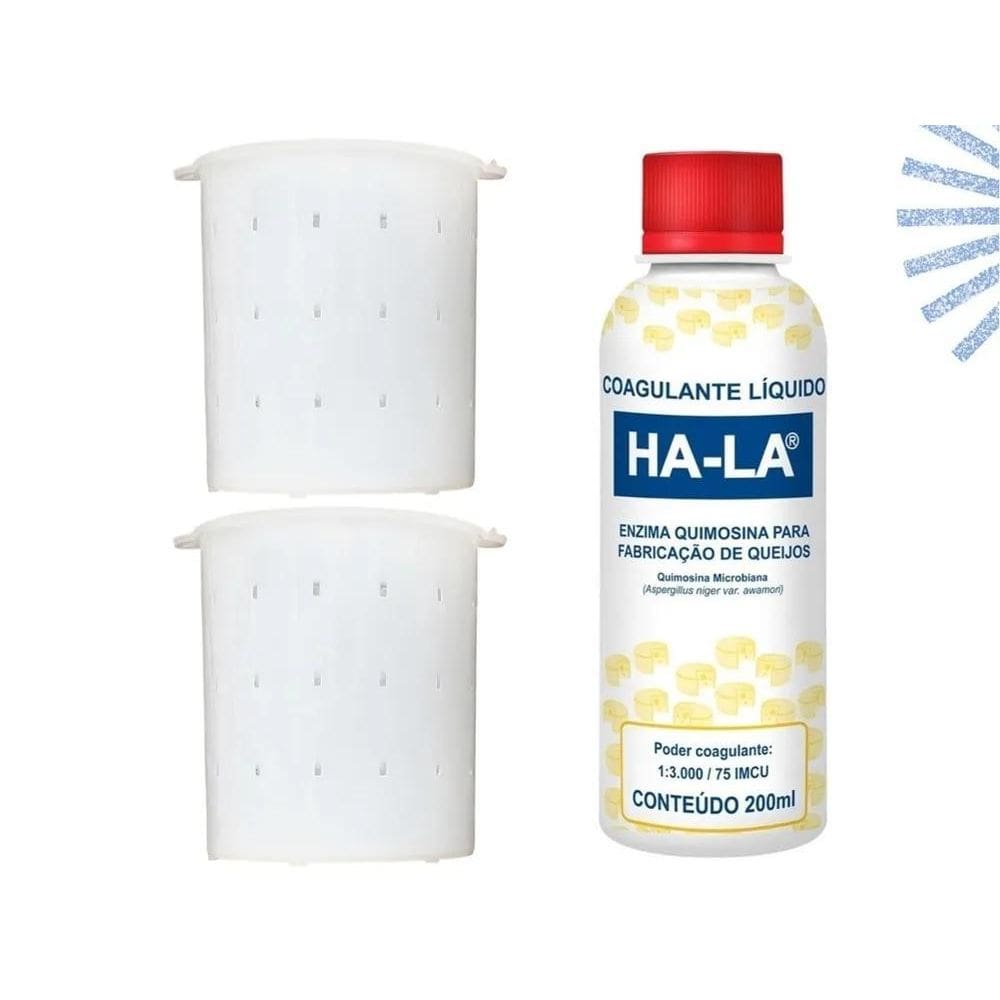 3X 2 Formas Furo Escorredor + Coalho Para Fazer Queijo Casei