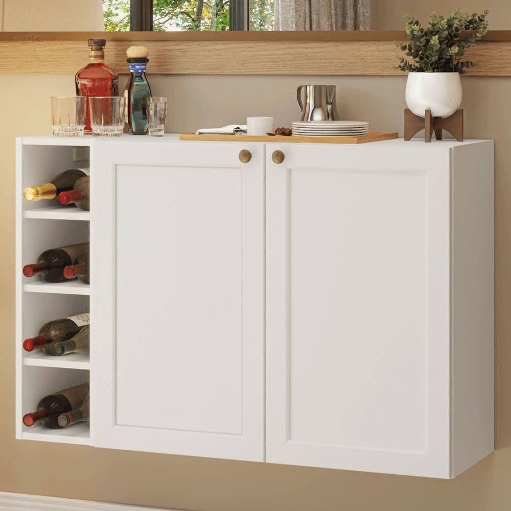 Buffet Aparador com Adega 100cm 2 Portas Branco Vik Madesa 16