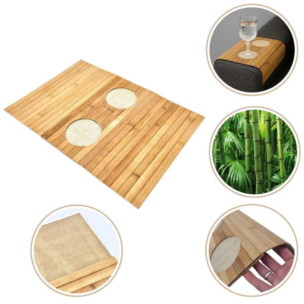 Esteira Bambu Porta Copos Natural Braço De Sofá 41X29Cm