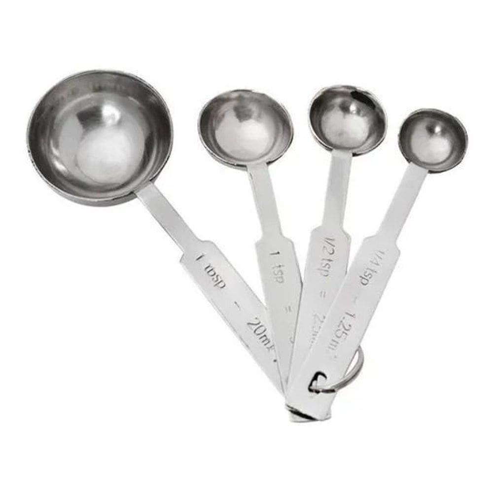 2X Conjunto De 4 Colheres Medidoras Em Aço Inox Mimo Style C