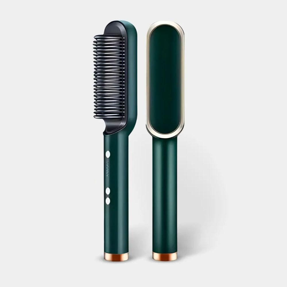 Escova Alisadora E Modeladora 5 Em 1 Bivolt Com Tecnologia De Cerâmica Ptc - Verde