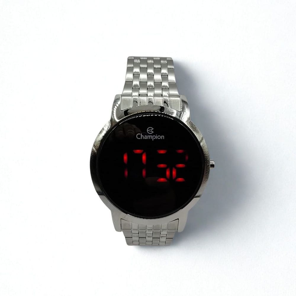 Relógio masculino prata Digital Champion Pulseira Ajustável