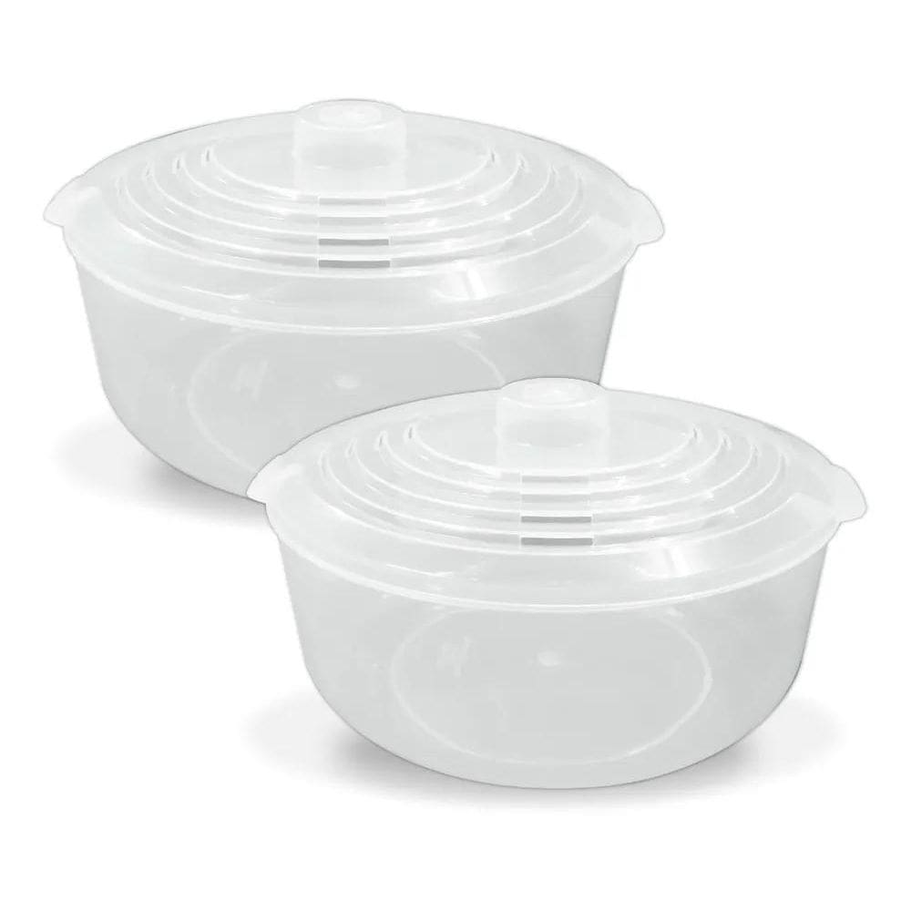 2 Panelas Para Microondas Multiuso Faz Arroz Legumes Pipoca