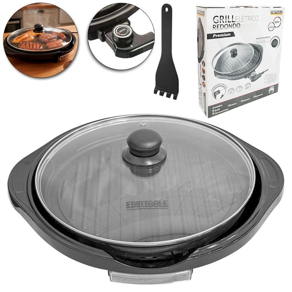 Grill Elétrico Premium 1200W Com Tampa De Vidro 127V