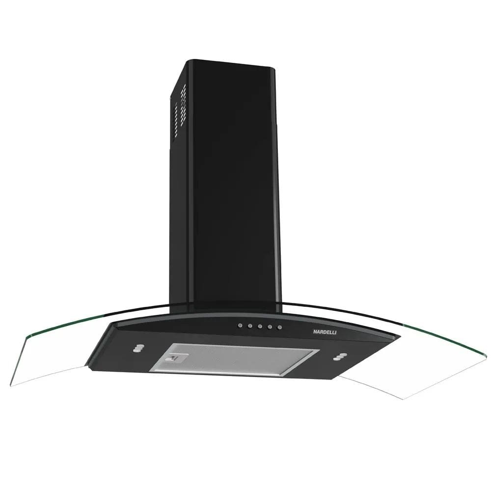 Coifa Nardelli de Parede Clean Vidro Curvo 90cm Preto