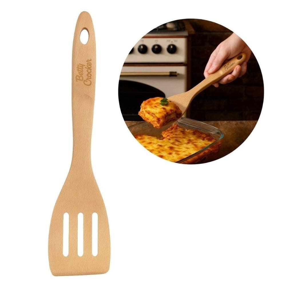 Espátula Perfurada Madeira Ecológica Cozinha Betty Crocker