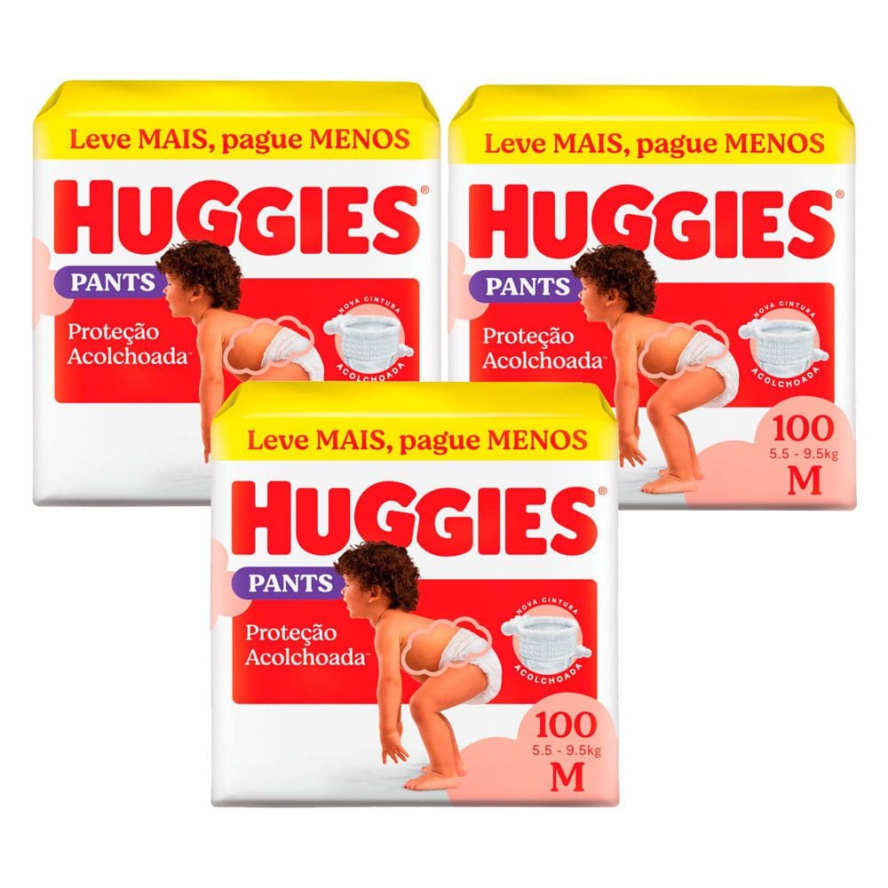 Kit 3 Fralda Roupinha Huggies Supreme Care Tamanho M 100 Unidades Descartáveis