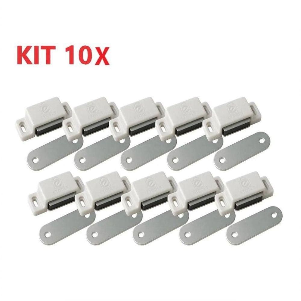 Kit 10 Fechos Magnéticos Com Trava E ímã Branco Para Armários, Portas E Móveis Profissionais