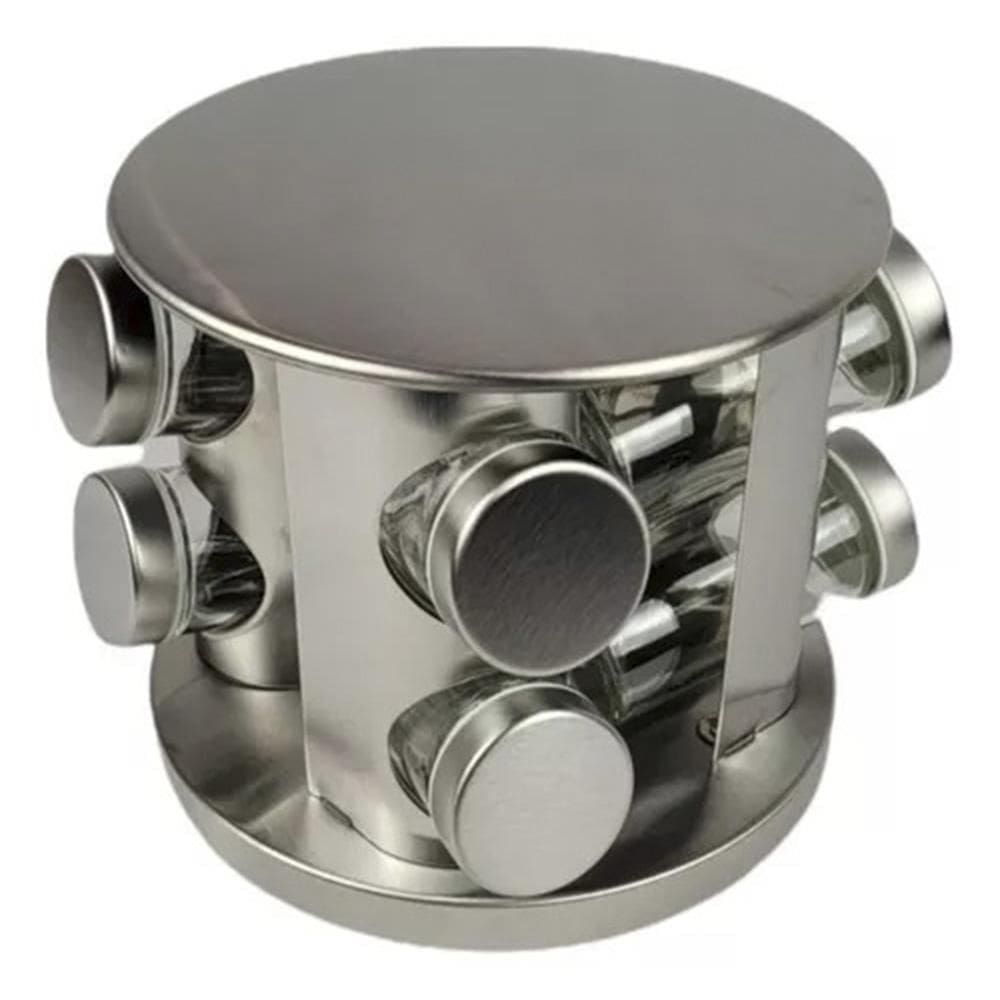 Porta Tempero Condimentos Saleiro 8 Potes Redondo Giratório