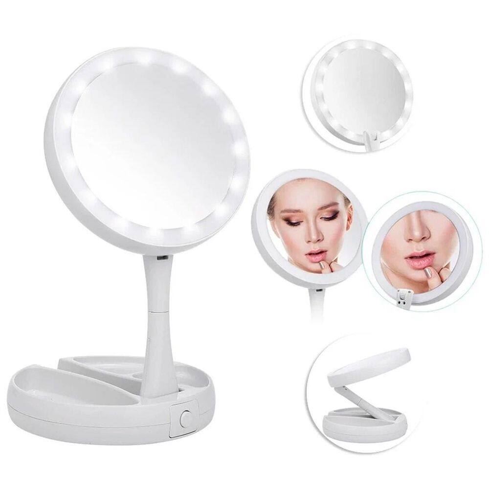 Espelho Led Iluminado Dupla Face Portátil Perfeito Maquiagem