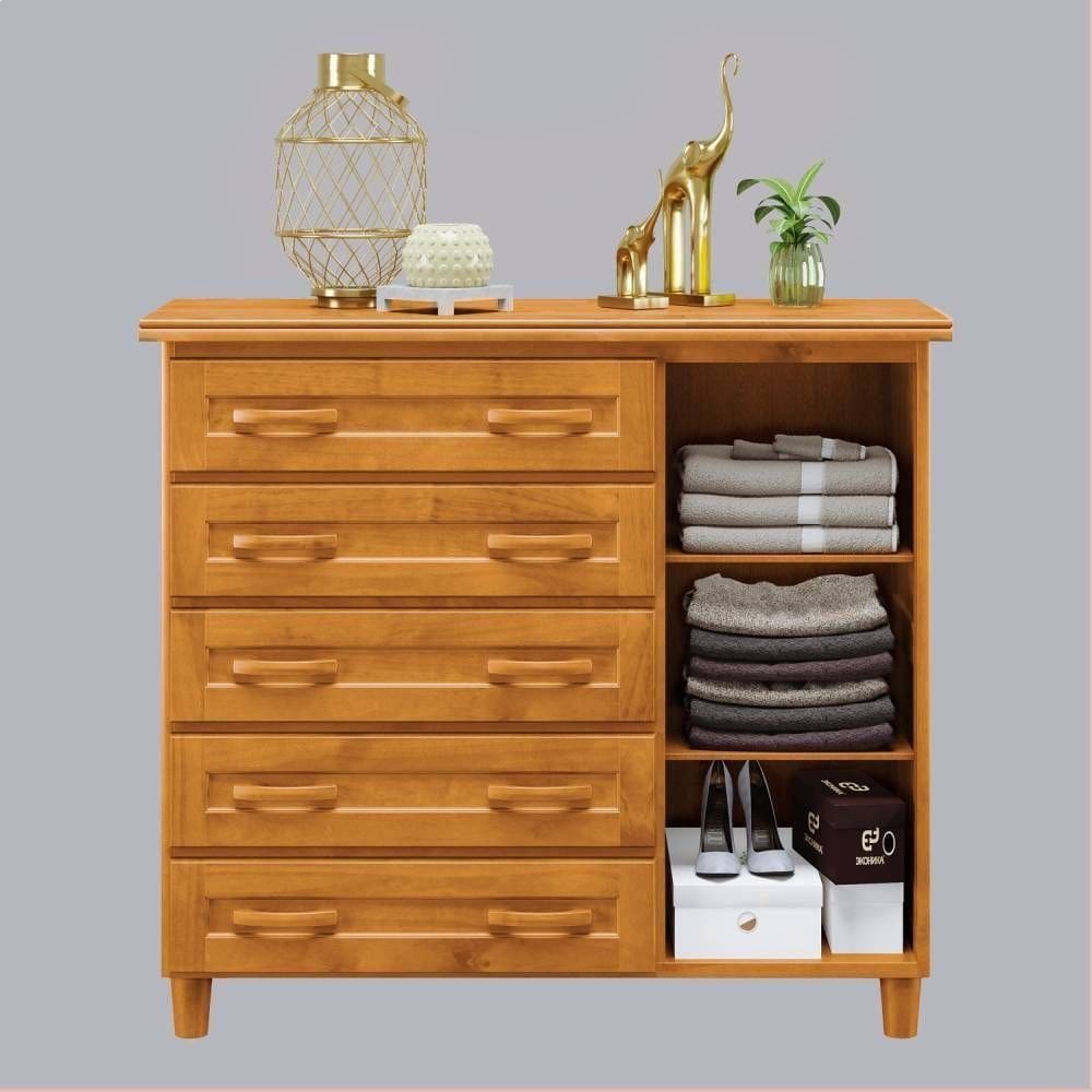 Cômoda Sapateira 5 Gavetas e Porta em Madeira para Quarto - Cavazotto